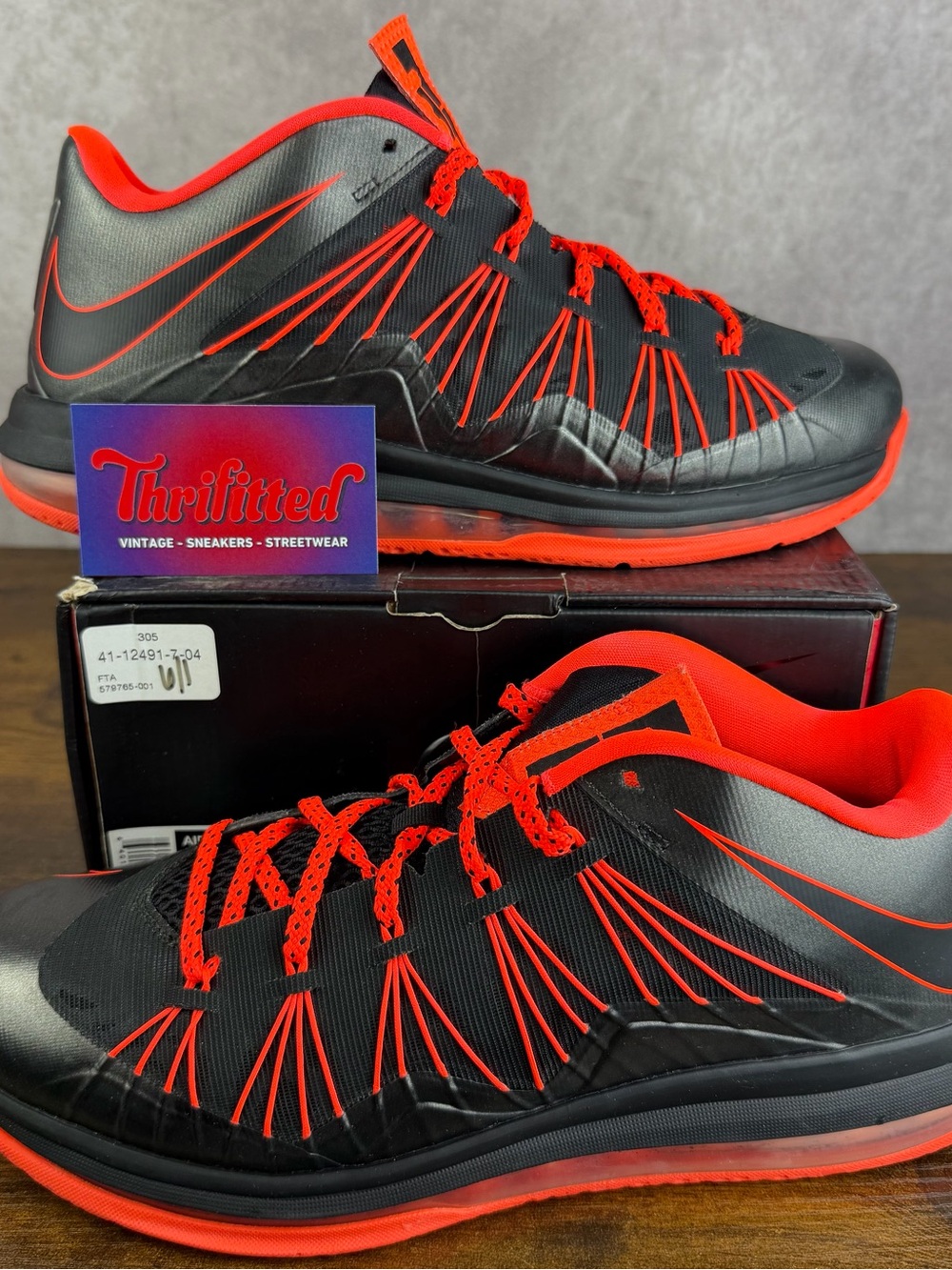 Nike Air Max LeBron 10 Low Black Total Crimson Size 10.5 579765-001 Men’s Shoes
